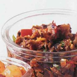 Roasted Eggplant and Red Pepper Topping recipe