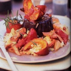 Eggplant Steaks with Pumpkin, Tomato, and Mushroom Ragoût recipe
