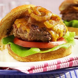 Bacon-Cheddar Burgers with Caramelized Onions recipe