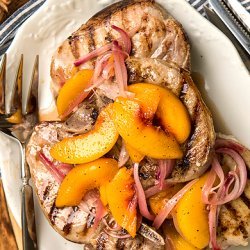 Grilled Rib Pork Chops with Sweet and Tangy Peach Relish recipe