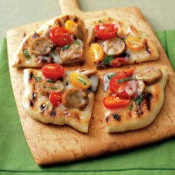 Pizza with Sausage, Tomatoes and Basil recipe
