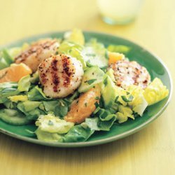 Pepper and Coriander Scallop Skewers with Tarragon Salad recipe