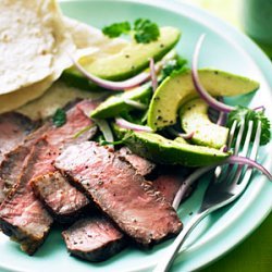 Grilled Steak with Avocado and Red Onion Salad recipe