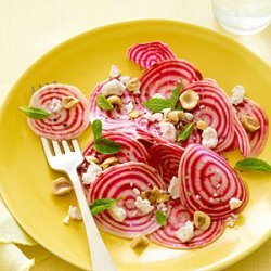 Chioggia Beet Salad with Ricotta Salata and Hazelnuts recipe