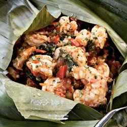 Grilled Shrimp in Banana-leaf Pouch recipe