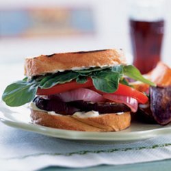 Grilled Eggplant Sandwiches with Red Onion and Aioli recipe