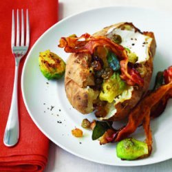 Baked Potatoes with Brussels Sprouts and Bacon recipe