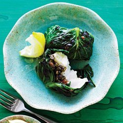 Grilled Halibut, Lettuce, and Tapenade Bundles recipe