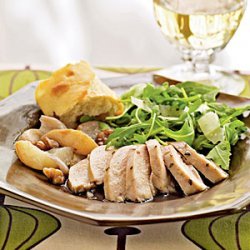Roast Chicken with Pears, Shallots, and Walnuts recipe