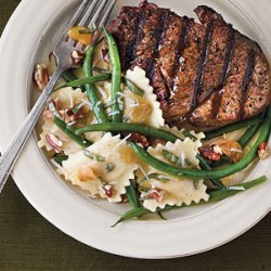 Grilled Fillets with Pecans and Green Bean Ravioli recipe