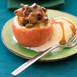 Baked Apples with Cranberry Molasses Bread Pudding recipe
