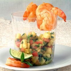 Seared Shrimp Cocktail with Tropical Chipotle-Avocado Salsa recipe