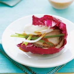 Chinese Pork Radicchio Wraps with Hot-Sweet Dipping Sauce recipe