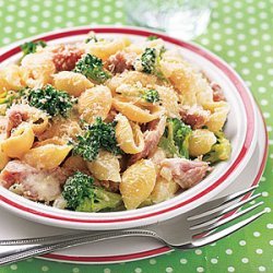Creamy Pasta Shells with Broccoli and Ham recipe