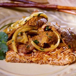 Noodle Cakes with Coconut-Beef Stir-Fry recipe