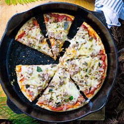 Camp Pizza with Caramelized Onions, Sausage, and Fontina recipe