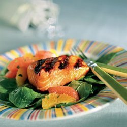 Honeyed Salmon Over Minted Citrus Salad recipe