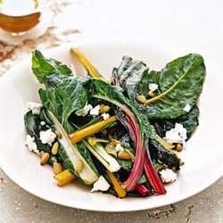 Rainbow Chard with Pine Nuts and Feta recipe