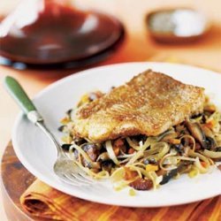 Pan-Roasted Fish on Mushroom-Leek Ragout recipe