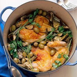Chicken Halves with Artichokes and Garlic recipe