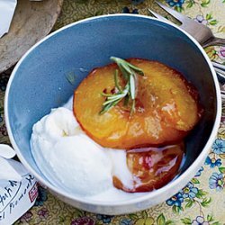 Roasted Peaches with Mascarpone Ice Cream recipe