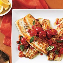Pan-Fried Trout with Tomato Basil Saute recipe