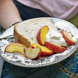 Great-Grandmother Pearl's Angel Food Cake with Peaches recipe
