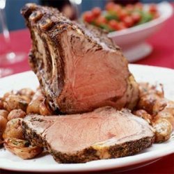 Lemon- and Pepper-crusted Prime Rib Roast with Root Vegetables recipe