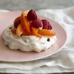 Chocolate Chip Pavlovas With Raspberries and Apricots recipe