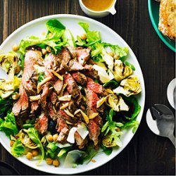 Garlicky Steak Salad with Chickpeas and Artichokes recipe