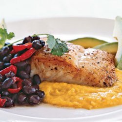 Seared Halibut with Yellow-Pepper Sauce recipe
