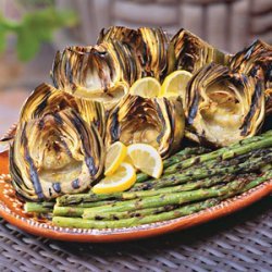 Grilled Artichokes and Asparagus recipe