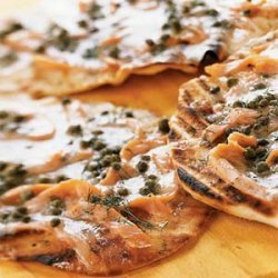Grilled Pizzettes With Smoked Salmon and Capers recipe