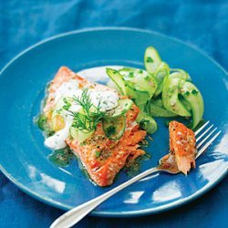 Grilled Salmon with Cucumber Salad recipe