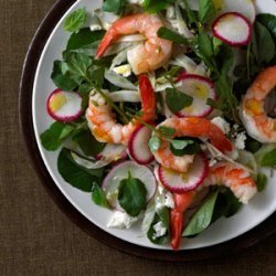 Shrimp with Feta, Radish, Watercress, and Mint recipe