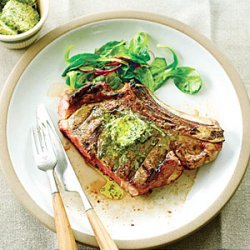 Grilled Grass-fed Rib-eyes with Herb Lemon Butter recipe