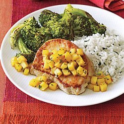 Sauteed Pork Chops with Pineapple and Mint recipe