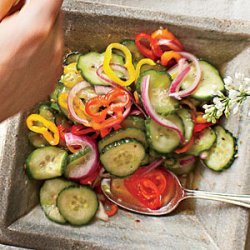 Sweet-Hot Cukes and Peppers recipe