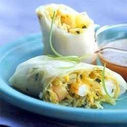 Tandoori Shrimp Spring Rolls with Pineapple Sauce recipe