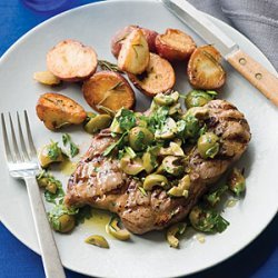 Lamb Blade Chops with Olive Parsley Salad recipe
