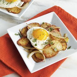 Potato Coins with Fried Eggs recipe