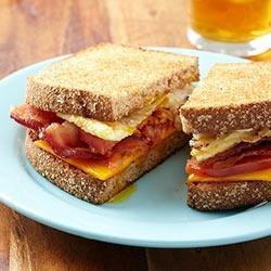 Bacon and Tomato Fried Egg Sandwiches with Horseradish Mayo recipe