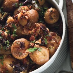 Roasted New Potatoes with Red Onion, Garlic, and Pancetta recipe