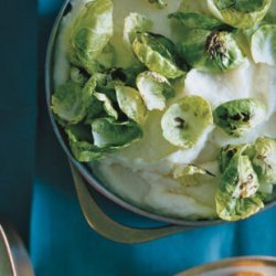 Parsnip Purée with Sautéed Brussels Sprouts Leaves recipe
