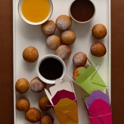 Bomboloni with Chocolate Espresso, Whisky Caramel, and Clementine Sauces recipe