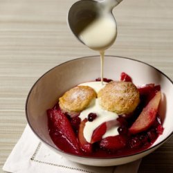 Pear and Cranberry Cobbler with Citrus-Infused Custard Sauce recipe