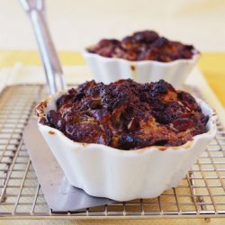 Individual Croissant Bread Puddings with Dried Cherries, Bittersweet Chocolate, and Toasted Pecans recipe