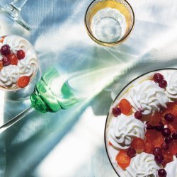 Gingerbread Trifle with Candied Kumquats and Wine-Poached Cranberries recipe