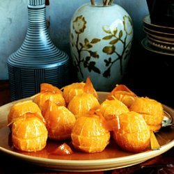Poached Oranges with Candied Zest and Ginger recipe