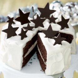 White Chocolate Truffle and Chocolate Fudge Layer Cake recipe